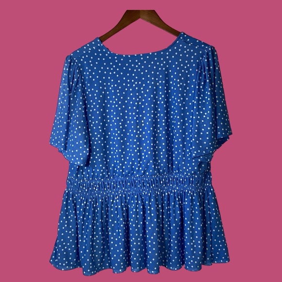 Ava & Viv Blue Blouse With White Polka Dots Size 1X NWT - Picture 2 of 9